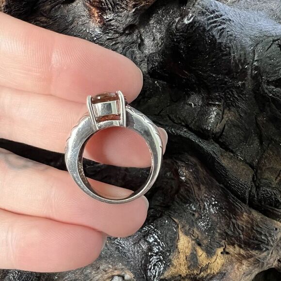 Vintage Clyde Duneier 5.21 ct Oval Checkerboard Cut Citrine Ring Size 7.5 925 - Picture 9 of 15